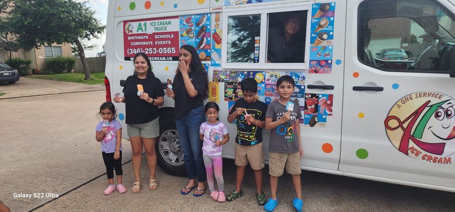 A1 Ice Cream truck service window at a Houston corporate event