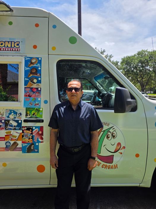 Nadeem Moosa, founder of A1 Ice Cream, in front of the truck
