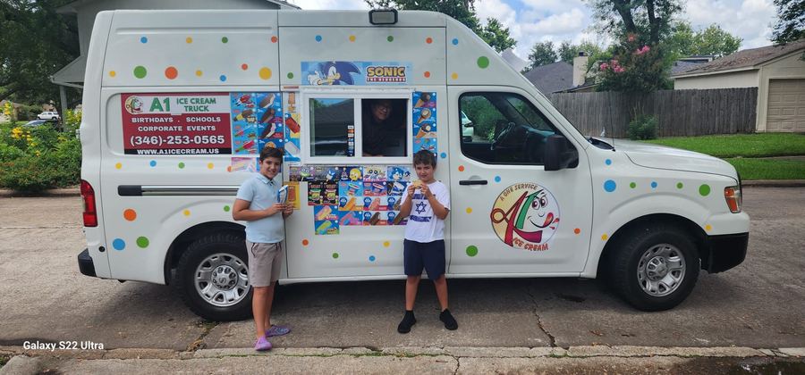 Houston office team at the A1 Ice Cream truck